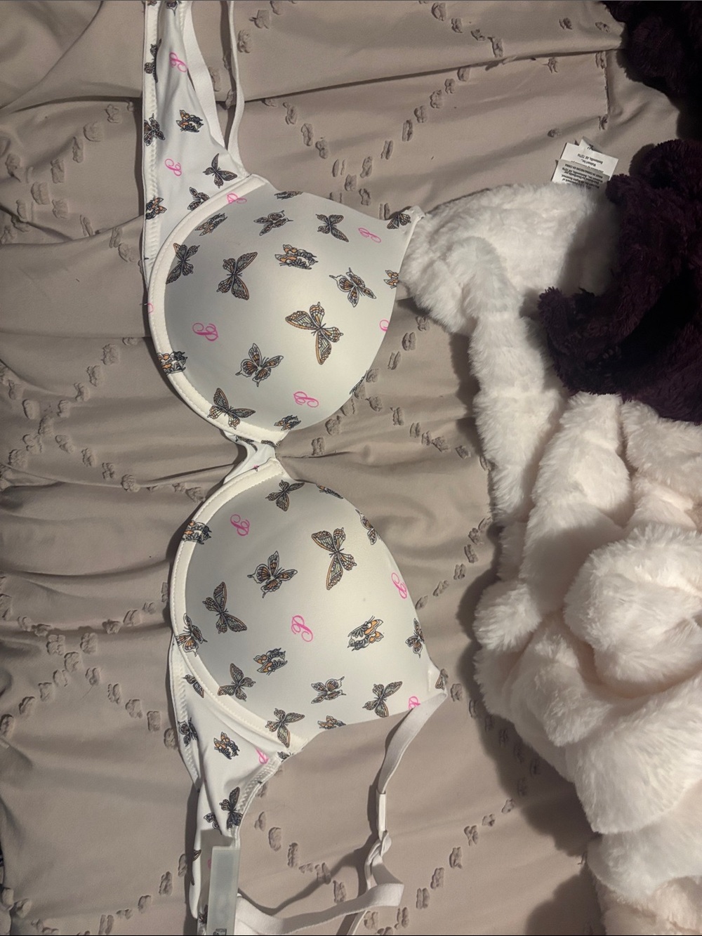 PINK butterfly push-up bra